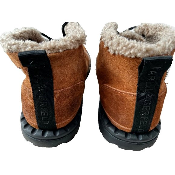 Karl Lagerfeld Paris Faux Shearling-Lined Suede Chukka Boots Cognac ( 12 ) - Picture 7 of 8